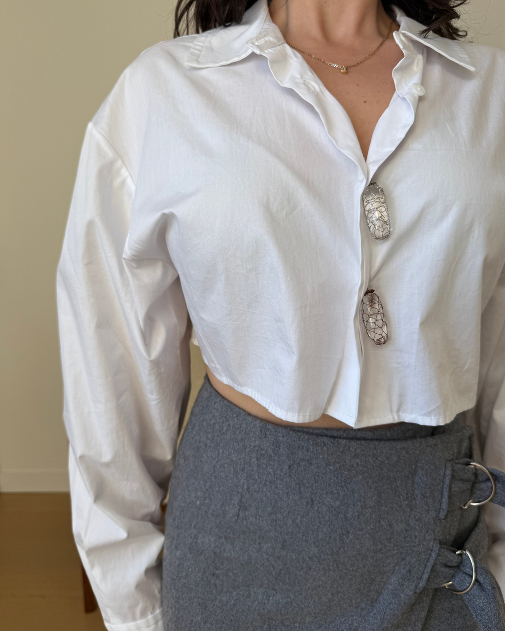 Christopher Esber Cropped Floating Quartz Shirt - Size 12