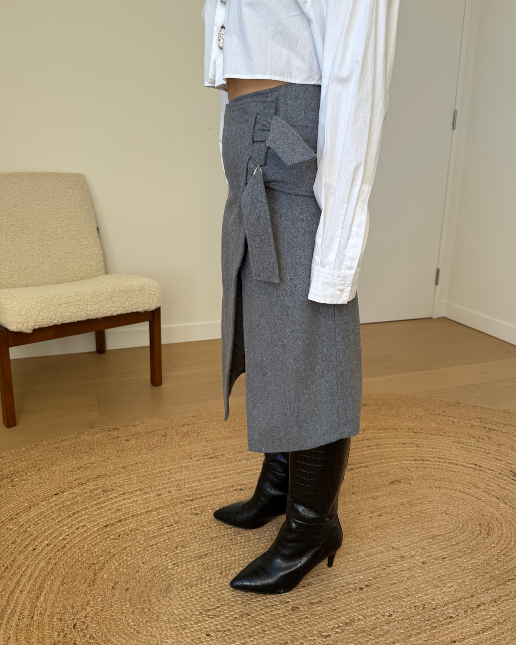 Hansen & Gretel Wool Wrap Midi Skirt - Size 0 (AU 6)
