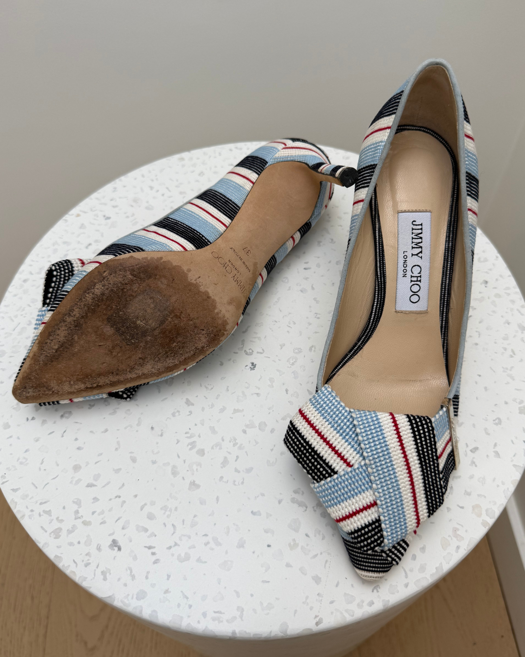 Jimmy Choo Tegan 85 Striped Pumps - Size 37