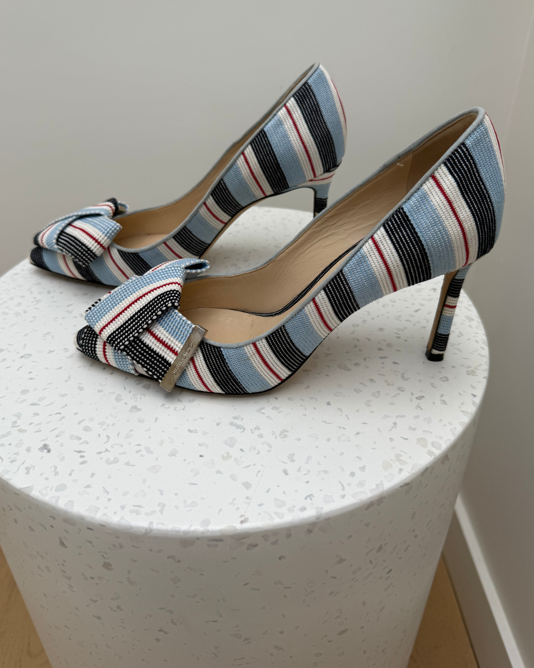 Jimmy Choo Tegan 85 Striped Pumps - Size 37