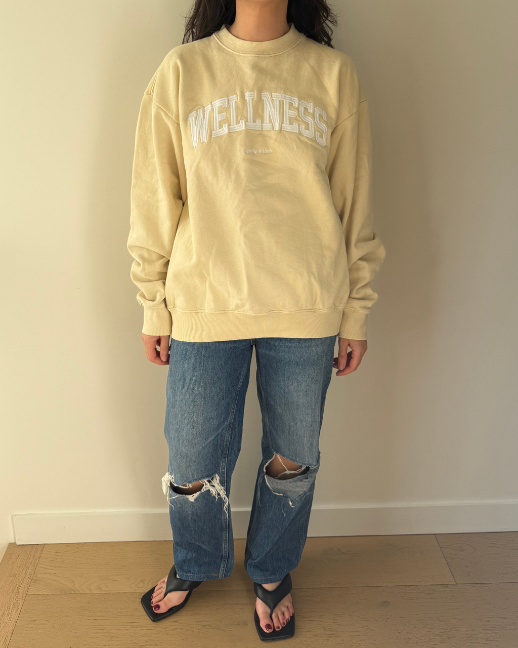 Sporty & Rich Wellness Embroidered Jersey Sweatshirt - Size Small