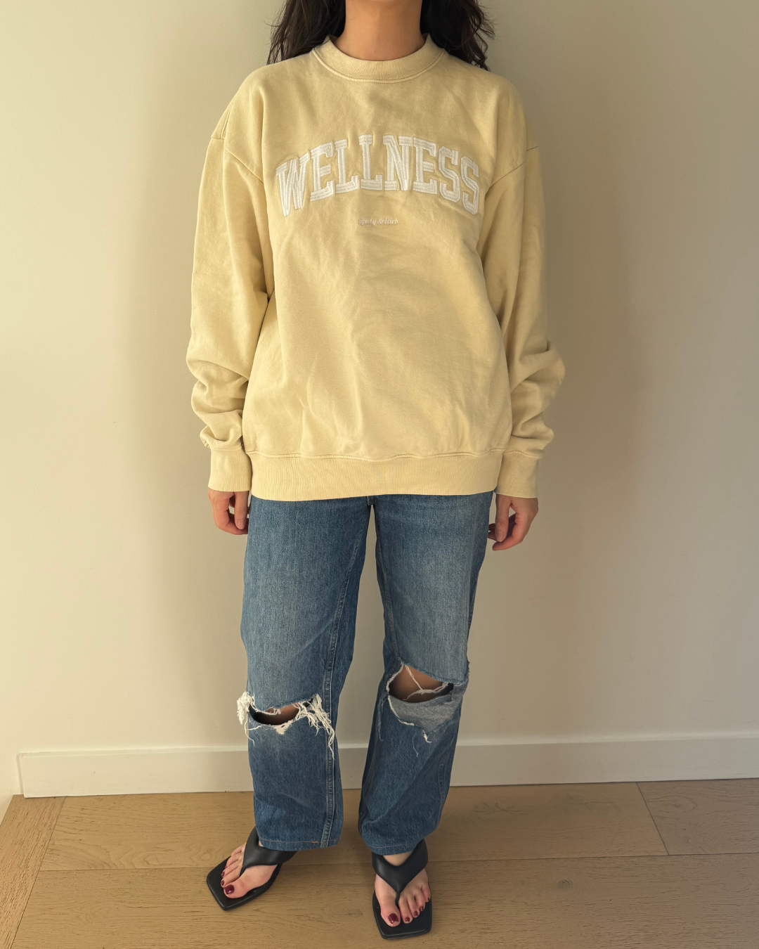 Sporty & Rich Wellness Embroidered Jersey Sweatshirt - Size Small