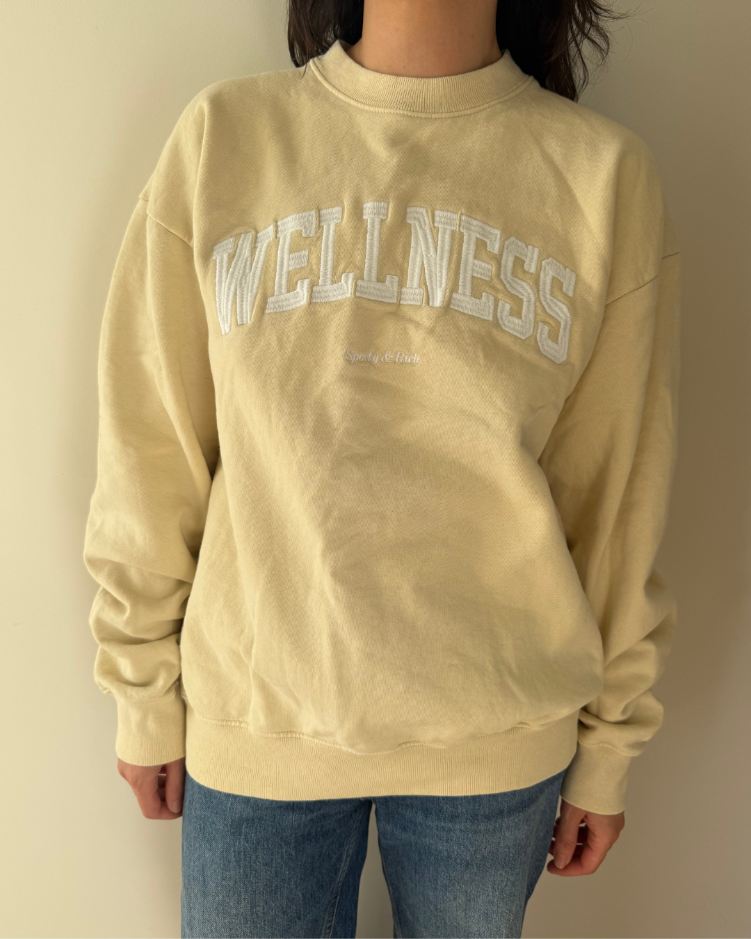Sporty & Rich Wellness Embroidered Jersey Sweatshirt - Size Small