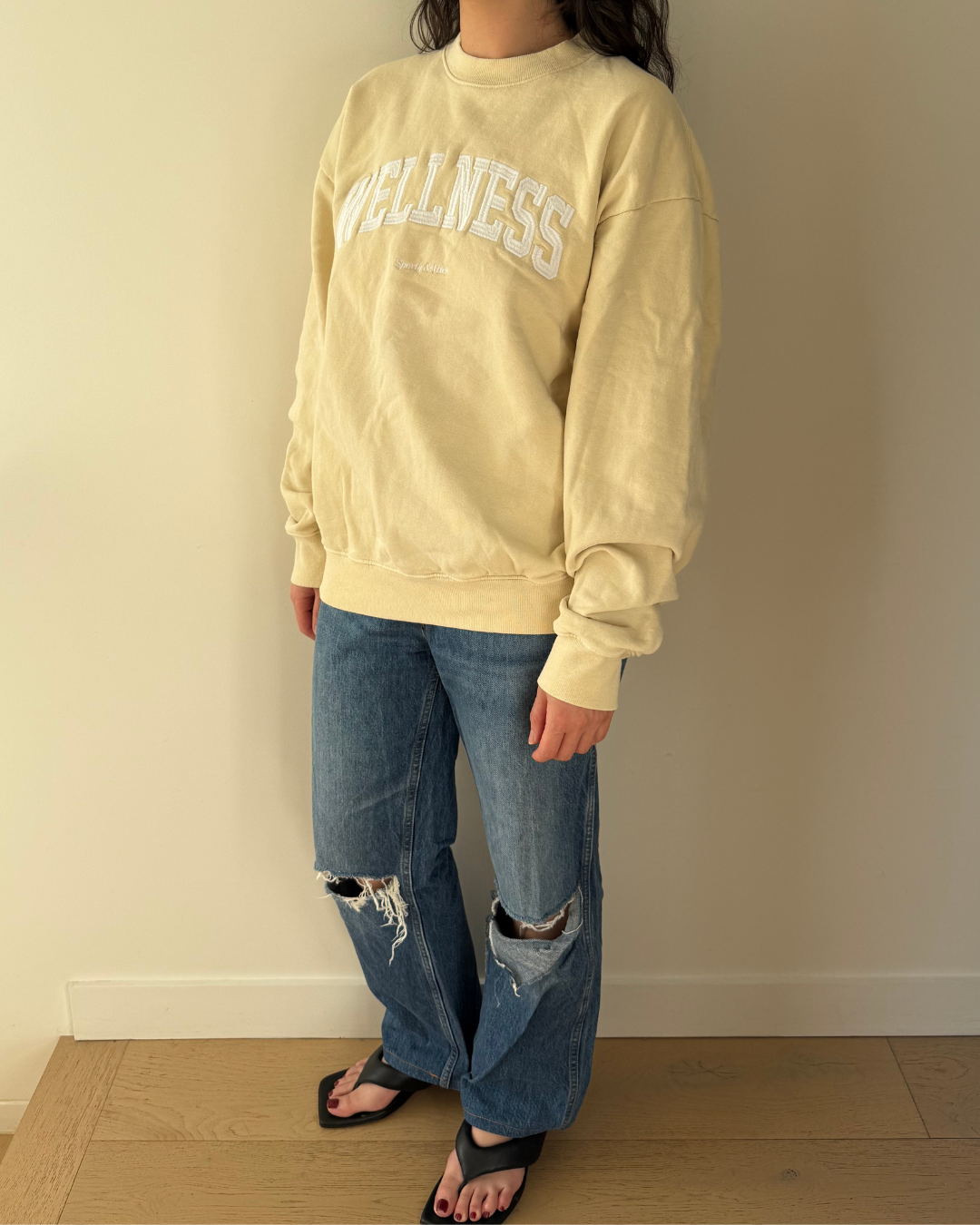 Sporty & Rich Wellness Embroidered Jersey Sweatshirt - Size Small