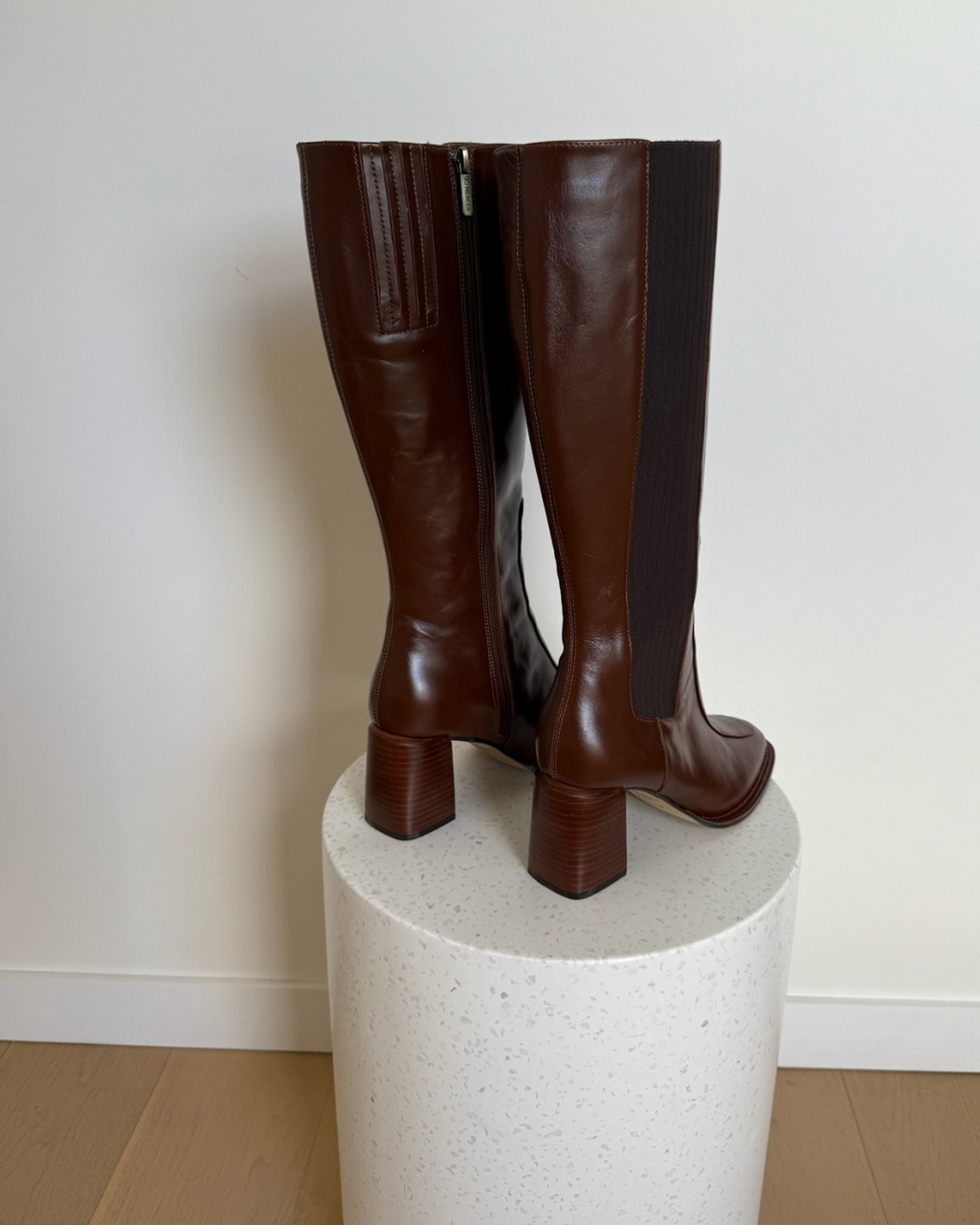 Jo Mercer Divine Dark Choc Leather Boots - Size 41