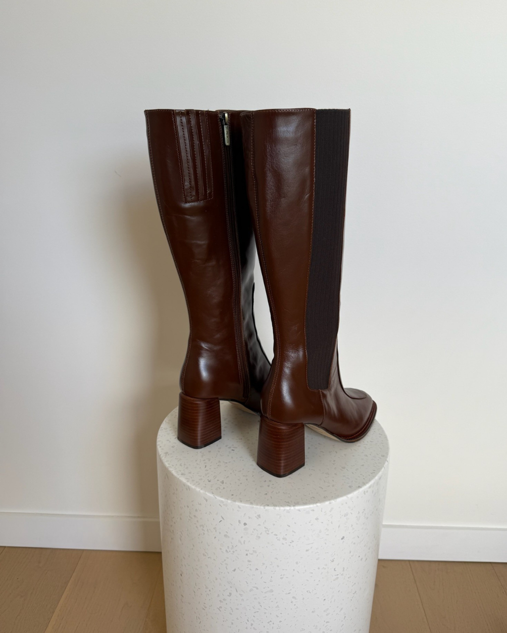 Jo Mercer Divine Dark Choc Leather Boots - Size 41